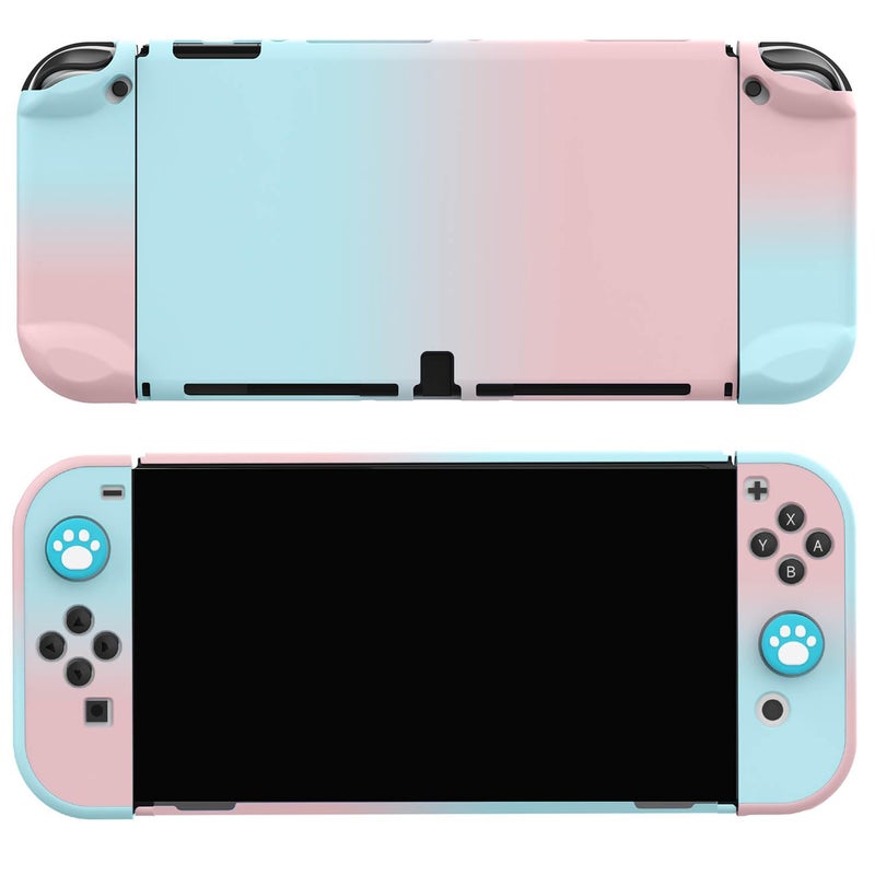 COMCOOL Dockable Case for Nintendo Switch Oled - [9 FT Military Grade Drop Protection] [with Tempered Glass Screen Protector and Thumb Grips] Protective Cover for Nintendo Switch Oled - Pink Blue - Image 5